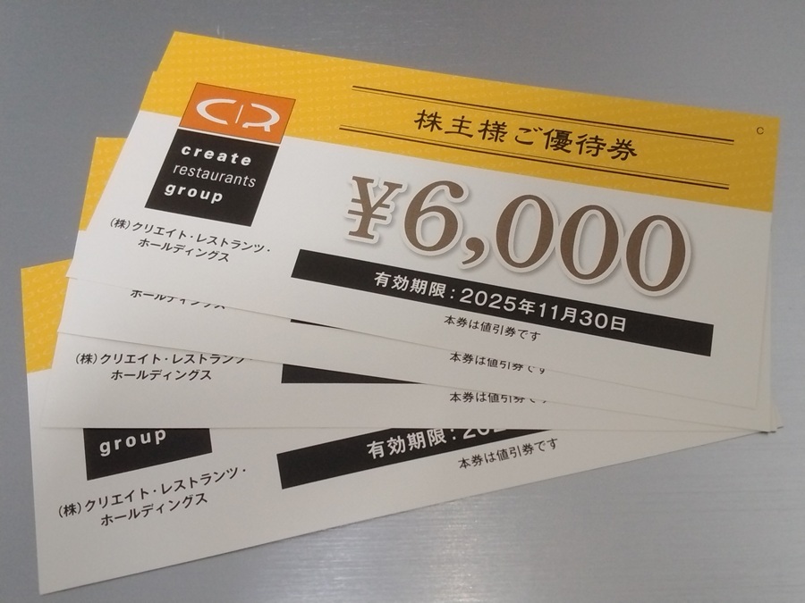 クリレスHD (3387)【株主優待】2025年2月権利！かごの屋、しゃぶ菜、デザート王国、つけめんTETSUなどで使える！