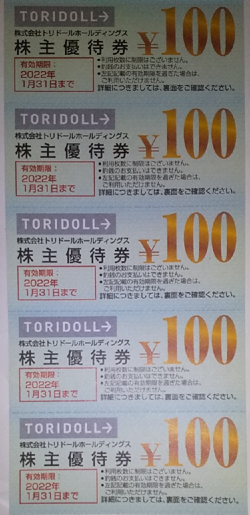 【株主優待】トリドールホールディングス （3397）から2020年9月権利の優待が到着しました！　丸亀製麺、天ぷらまきの、ずんどう屋などで使えます！