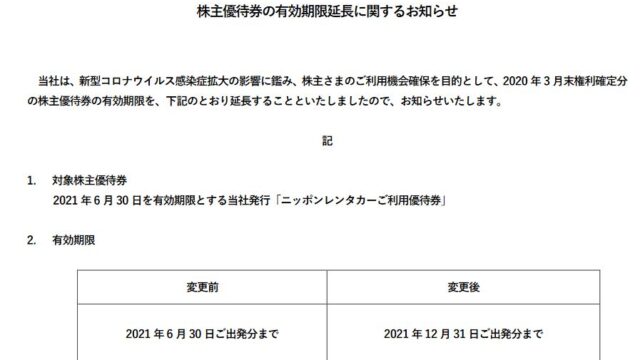 【株主優待】東京センチュリー （8439）！優待の有効期限延長！2021年6月30日 →2021年12月31日に！