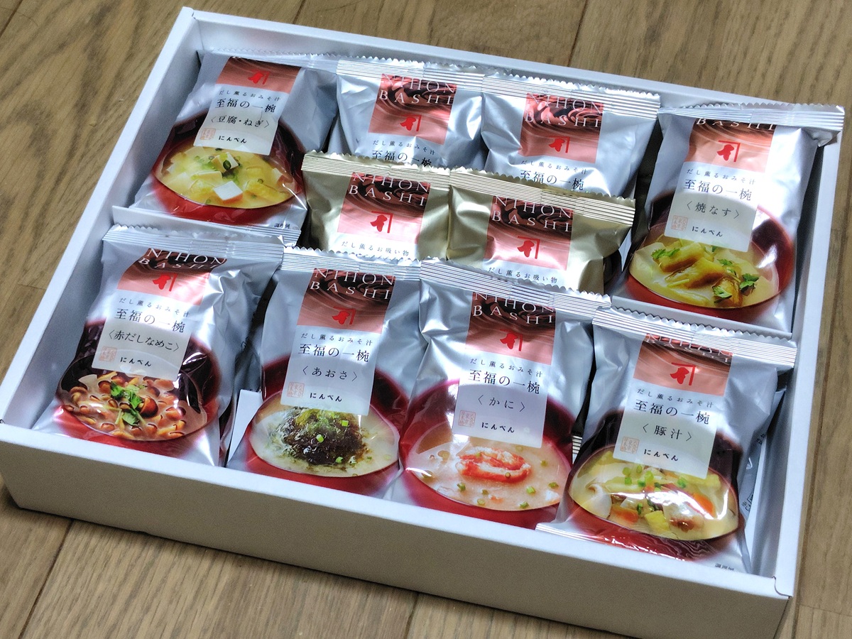 愛知電機(6623)【株主優待】〈にんべん〉至福の一椀おみそ汁・お吸い物詰合せ!2026年3月権利!
