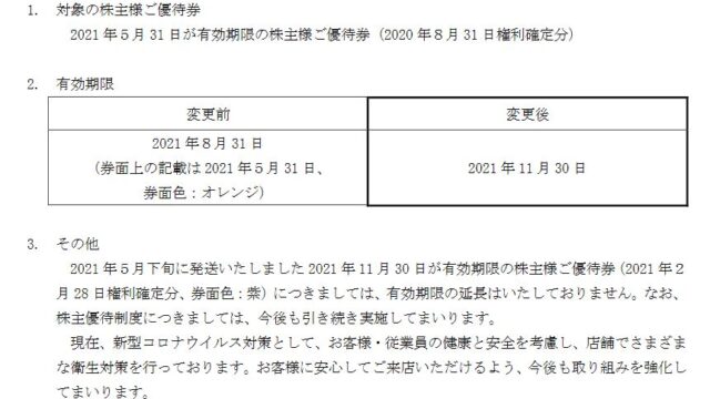 【株主優待】SFPホールディングス （3198）の株主優待期限 再延長！ 2021年5月31日→2021年11月30日に！