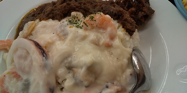 【優待ご飯】松屋フーズホールディングス （9887）の「松屋」で「海鮮ごろごろシーフードクリームキーマカレー彩り生野菜セット(大盛り)」を食べてきました♪