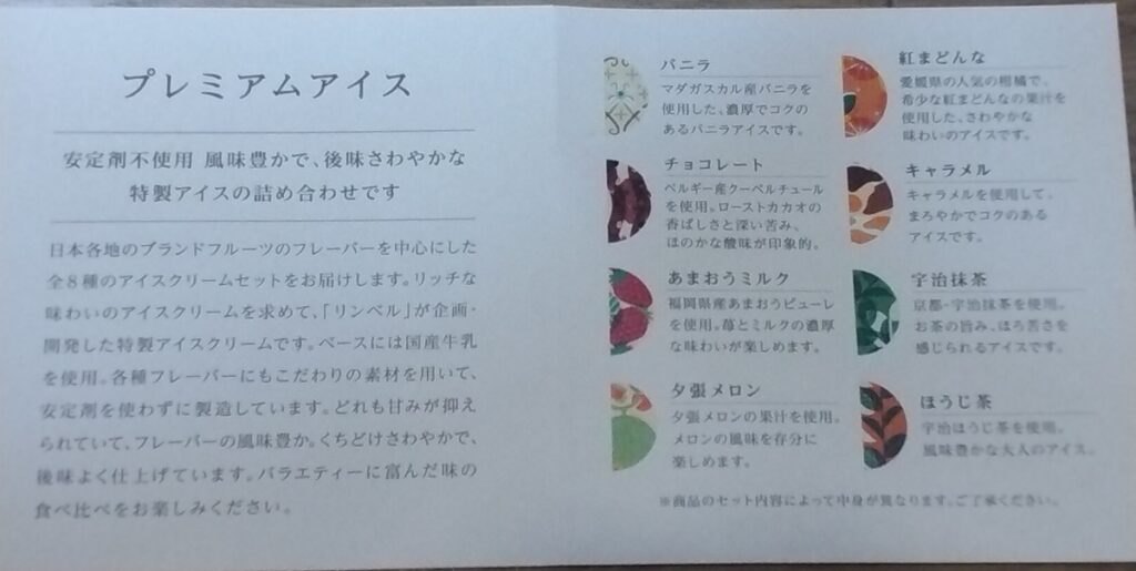ヒューリック(3003)【株主優待】2022年12月権利のカタログで選んだ「プレミアムアイス7個」が到着！日本各地の人気素材を使ったアイスクリームセット！