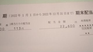 日本たばこ産業 [JT](2914)【配当】2022年12月期 期末配当が到着！200株で22,600円！