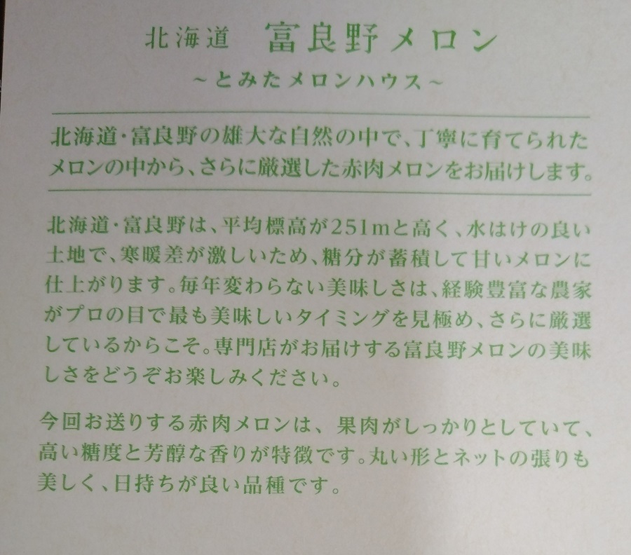 ヒューリック(3003)【株主優待】北海道富良野産 メロンが到着！2023年12月権利のカタログで選択！ 