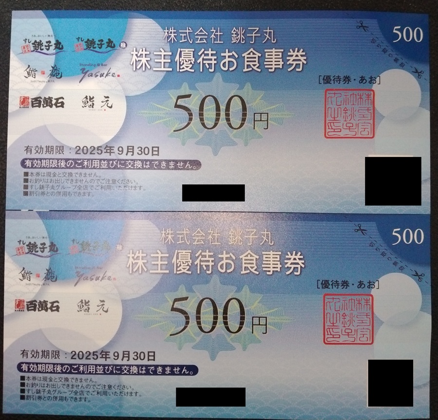 銚子丸(3075)【株主優待】2024年11月権利が到着！決算期変更により次は2025年2月権利に！