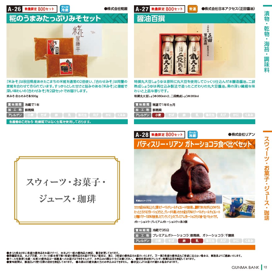 群馬銀行(8334)【株主優待】群馬県を中心とした特産品カタログ！いつ届く？カタログの内容は？