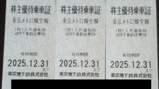 東京地下鉄(9023)【株主優待】株主優待乗車証、かき揚げトッピング無料券など！いつ届く？使い方は？