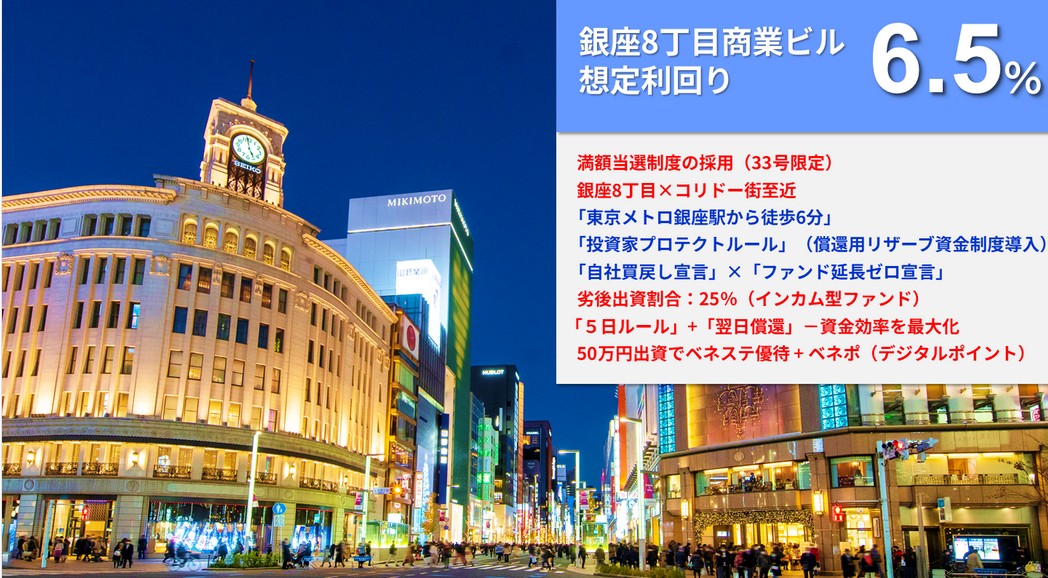 【らくたま33号（銀座8丁目商業ビル）】年に一度のX’mas感謝祭開催！銀座一等地で安定×成長を狙う注目ファンド