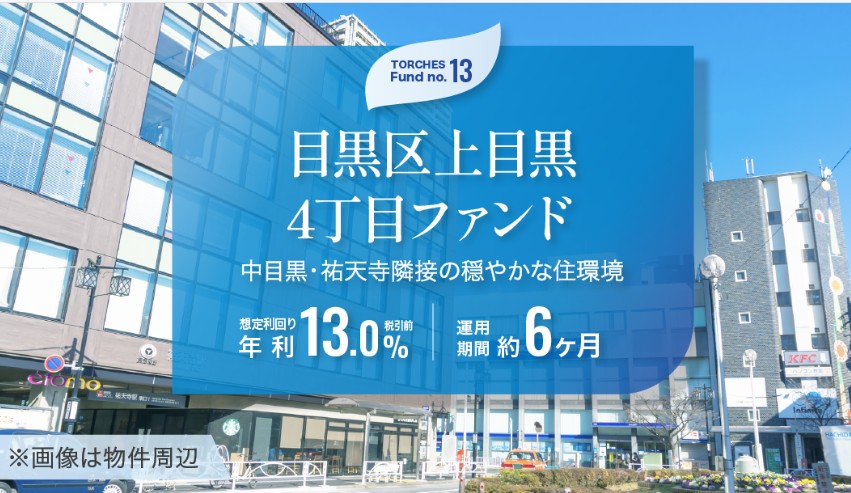【年利13%】TORCHES目黒区上目黒4丁目ファンドの評判は？地価60%上昇エリアの「お宝案件」を解説