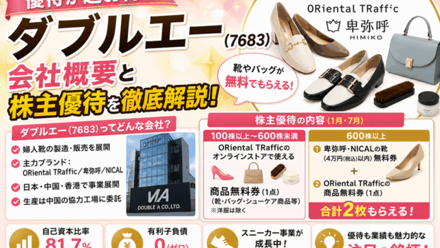 ダブルエー(7683)【株主優待】無料で靴がもらえる！いつ届く？使い方は？