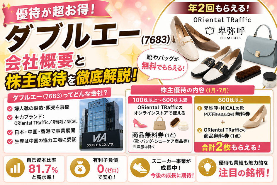 ダブルエー(7683)【株主優待】無料で靴がもらえる！いつ届く？使い方は？